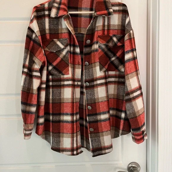 Plaid Button-Up Jacket - Picture 1 of 3